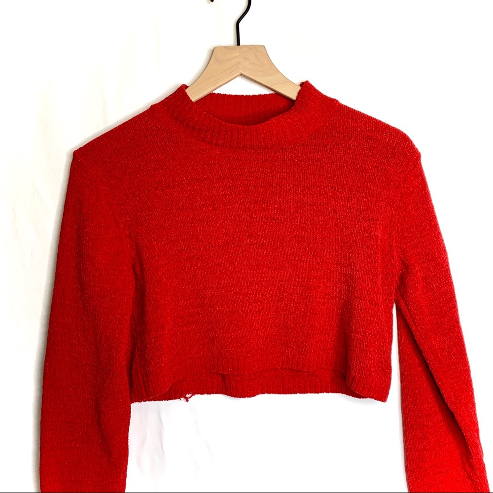 ☀️ Cropped red sweater long sleeve M wild fable